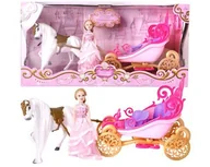 Lalki dla dziewczynek - Lalka w powozie z koniem i akcesoriami - funkcje świetlne i dźwiękowe - miniaturka - grafika 1