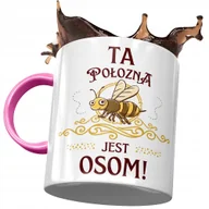 Kubki - Kubek Różowy Dla Położnej Ta Położna Jest Osom! z Nadrukiem ze Zdjęciem + Opakowanie na prezent (wzór 01) - miniaturka - grafika 1