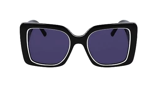 KARL LAGERFELD Damskie okulary przeciwsłoneczne KL6126S, czarne/białe, jeden rozmiar, czarny/biały, Rozmiar uniwersalny