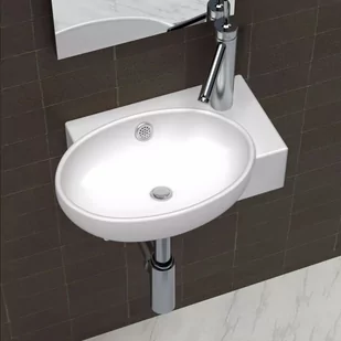 vidaXL Umywalka łazienkowa, porcelana biała 41x28 - Umywalki - miniaturka - grafika 1