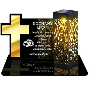 ZNICZ SOLARNY LED WIECZNY PODSTAWKA NA CMENTARZ GRÓB lampka Krzyż 3D DLA MĘŻA - Lampiony i znicze - miniaturka - grafika 1