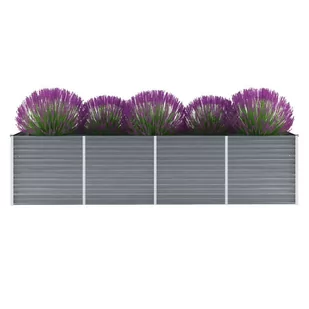 vidaXL Donica ogrodowa z galwanizowanej stali, 320 x 80 x 77 cm, szara - Donice - miniaturka - grafika 1