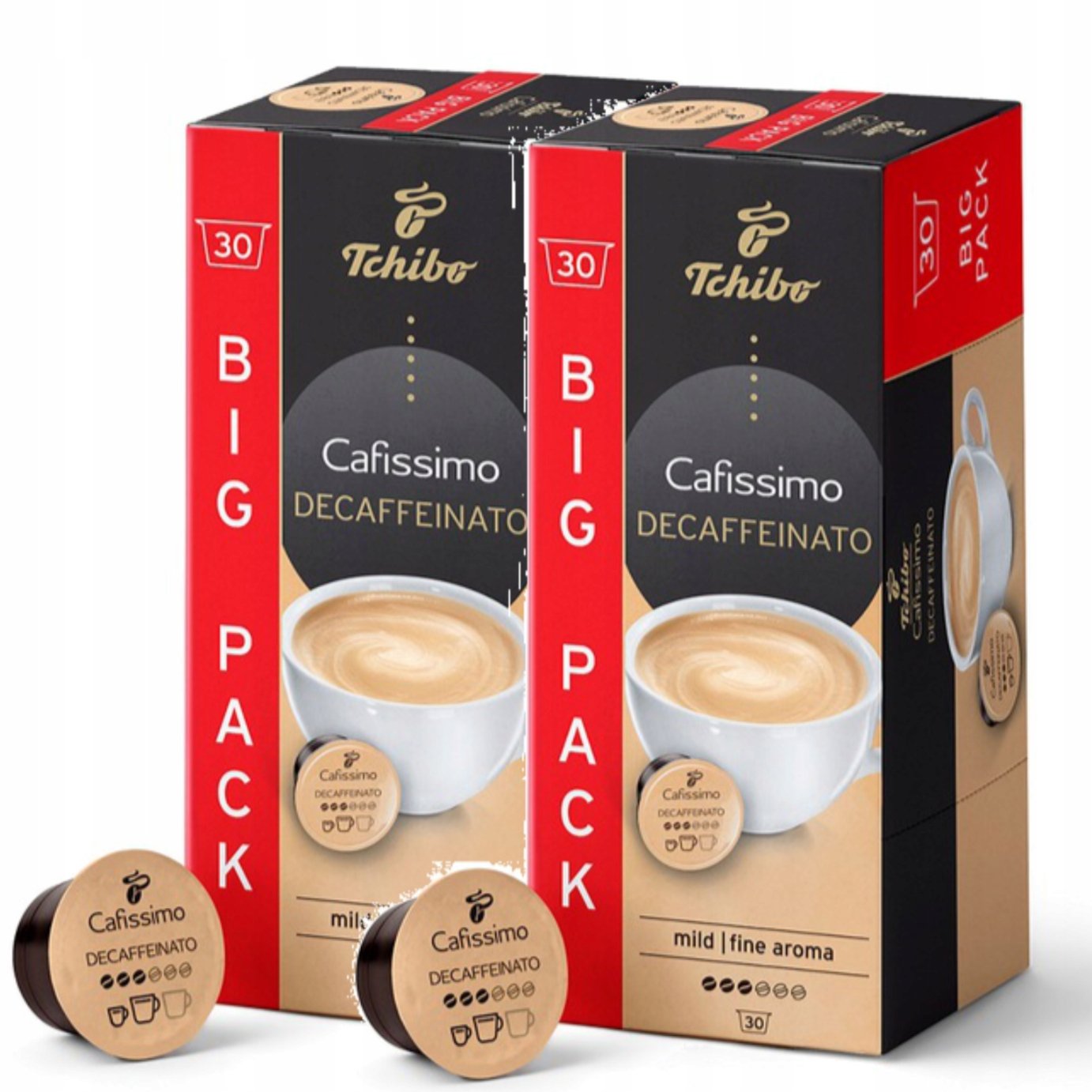 Tchibo Cafissimo Decaffeinato Bezkofeinowa Kawa 30x2 Kapsułek Zestaw