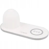 Ładowarki do telefonów - Lampka nocna z ładowarką bezprzewodową QSS 300469 biała - miniaturka - grafika 1