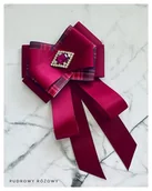 Broszki - Brosza / Krawat w kolorze burgund z kryształkiem Exclusive - miniaturka - grafika 1