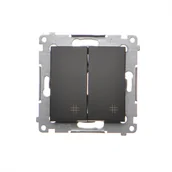 Wyłączniki światła i elektryczne - Łącznik krzyżowy Kontakt-Simon 54 DW7/2.01/49 podwójny moduł 10AX, 250V~, szybkozłącza czarny - miniaturka - grafika 1