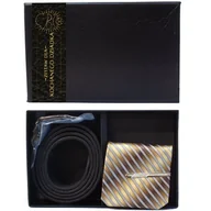 Krawaty i muchy męskie - Stylowy Zestaw Prezentowy Dla Dziadka: Pasek I Krawat W Eleganckim Opakowaniu - miniaturka - grafika 1