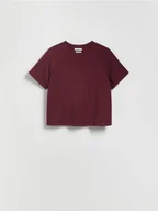 Koszulki i topy damskie - Reserved - T-shirt regular z modalem - bordowy - miniaturka - grafika 1