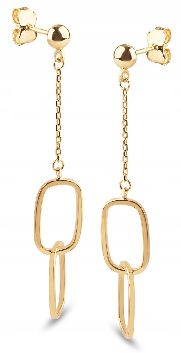 ZŁOTE KOLCZYKI WISZĄCE NA SZTYFT DOUBLE 585