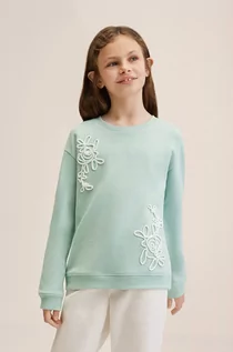 Bluzy damskie - Mango Kids Kids bluza bawełniana dziecięca Cordon kolor zielony z aplikacją - grafika 1