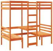 Łóżka dla dzieci i młodzieży - Brązowe łóżko na antresoli z biurkiem i krzesłami na dole 80x200 A0-F36 - miniaturka - grafika 1