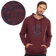 Bluzy męskie - BLUZA MĘSKA DRESOWA Z KAPTUREM I NADRUKIEM WKŁADANA BAWEŁNIANA MORAJ XL RED - miniaturka - grafika 1