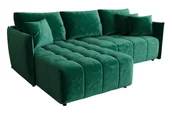 Narożniki - Zielony welurowy narożnik z funkcją spania A6-C86 - miniaturka - grafika 1
