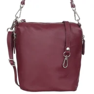 Torebki damskie - Torebka Listonoszka Skórzana Vera Pelle Miki Bordowa - miniaturka - grafika 1