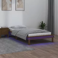 Łóżka - Lumarko Rama łóżka z LED, miodowy brąz, 90x200 cm, lite drewno - miniaturka - grafika 1