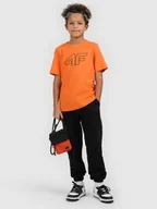 Koszulki dla chłopców - 4F T-shirt regular z nadrukiem chłopięcy - pomarańczowy 164 (13-14 lat) - miniaturka - grafika 1