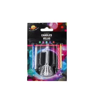 Świecznik Led Cyfra 1 Ze Świeczkami Tort Urodziny - Balony i akcesoria - miniaturka - grafika 1