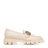 Mokasyny damskie - Damskie mokasyny skórzane ze sprzączką na grubej podeszwie jasny beż - Wittchen - miniaturka - grafika 1