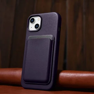 iCarer Case Leather pokrowiec etui z naturalnej skóry do iPhone 14 Plus ciemnofioletowy (kompatybilne z MagSafe) - Etui i futerały do telefonów - miniaturka - grafika 15