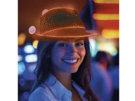 Dodatki do strojów karnawałowych - Kapelusz LED pomarańczowy - 1 szt. - miniaturka - grafika 1