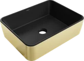Umywalki - Mexen Catia umywalka nablatowa 48 x 37 cm, czarna mat/złota - 21314876 - miniaturka - grafika 1