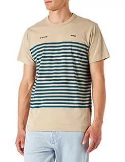 Koszulki męskie - G-STAR RAW Męski T-shirt Placed Stripe rozm. R T, Multicolor (Westpoint Khaki/Nitro Stripe 336-d196), S - grafika 1