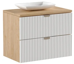 Ryflowana szafka łazienkowa pod umywalkę biały + orzech F6-N31 - Szafki łazienkowe Ryflowana szafka łazienkowa pod umywalkę biały + orzech F6-N31 - Szafki łazienkowe - miniaturka - grafika 1