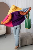 Bluzy damskie - Kolorowa bluza , asymetryczna bluza bawełniana - miniaturka - grafika 1