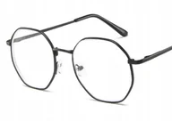 Okulary korekcyjne, oprawki, szkła - Okulary korekcyjne minusy czarne ośmiokąt -4 - miniaturka - grafika 1