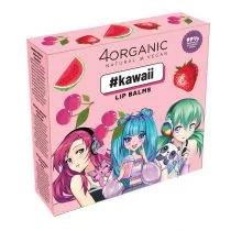 4organic Zestaw 3 balsamów do ust #kawaii: arbuz + truskawka + wiśnia 3 x 5 g - Kosmetyki kąpielowe dla dzieci - miniaturka - grafika 1