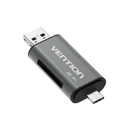 Czytniki kart pamięci - Vention CCJH0 czytnik kart USB Type-A/USB Type-C/Micro-USB Szary - miniaturka - grafika 1