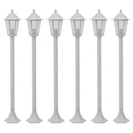 Lampy ogrodowe - vidaXL Lampy ogrodowe, 110 cm, E27, aluminium, 6 szt., białe - miniaturka - grafika 1