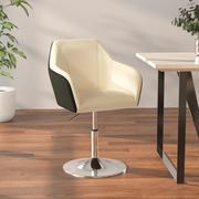 Krzesła - Lumarko Krzesło stołowe, kremowo-czarne, obite sztuczną skórą - miniaturka - grafika 1