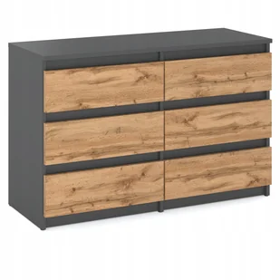 Komoda Z Szufladami Szafka Rtv Loft Szara Wotan 100CM 6S Meble Do Salonu - Komody - miniaturka - grafika 1