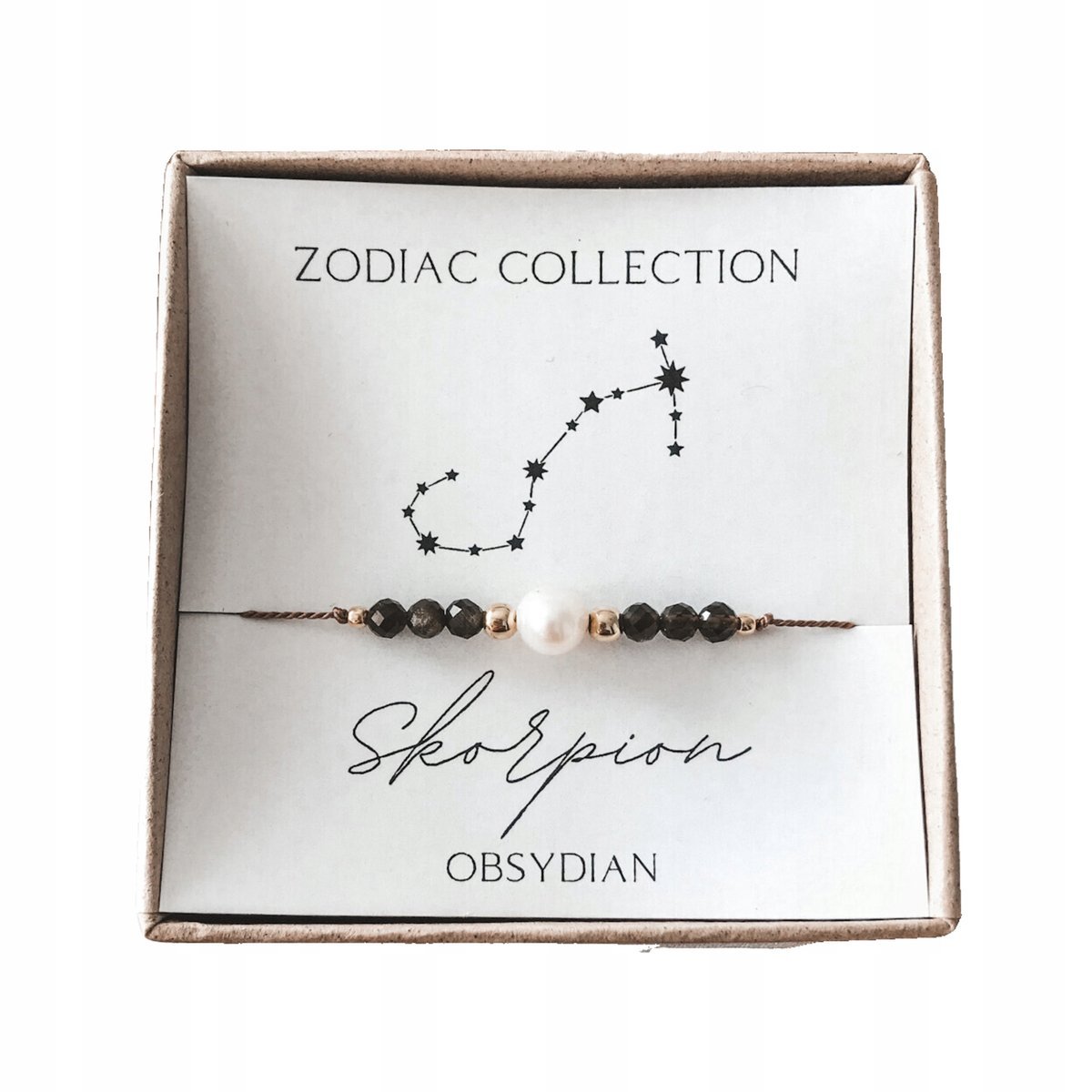 Bransoletka amulet znak zodiaku Skorpion obsydian, talizman dla kobiety