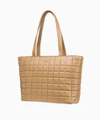 Torebki damskie - PUCCINI Elegancka brązowa torebka typu shopper z pikowaniem - miniaturka - grafika 1