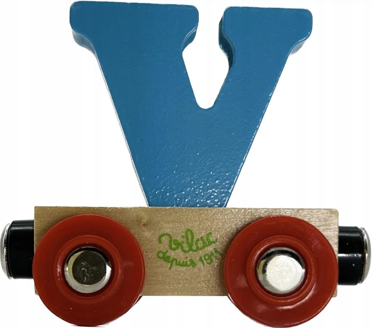 Vilac wagonik kolejowy magnetyczny z literką V - różne kolory