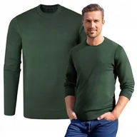 Swetry męskie - SWETER Męski Klasyczny Jednokolorowy Gładki Basic ZIELONY L Pako Jeans - miniaturka - grafika 1