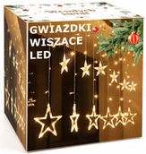 Girlandy - Kurtyna Świetlna Led Lampki Choinkowe Gwiazdy Wiszące 138LED Białe Ciepłe - miniaturka - grafika 1