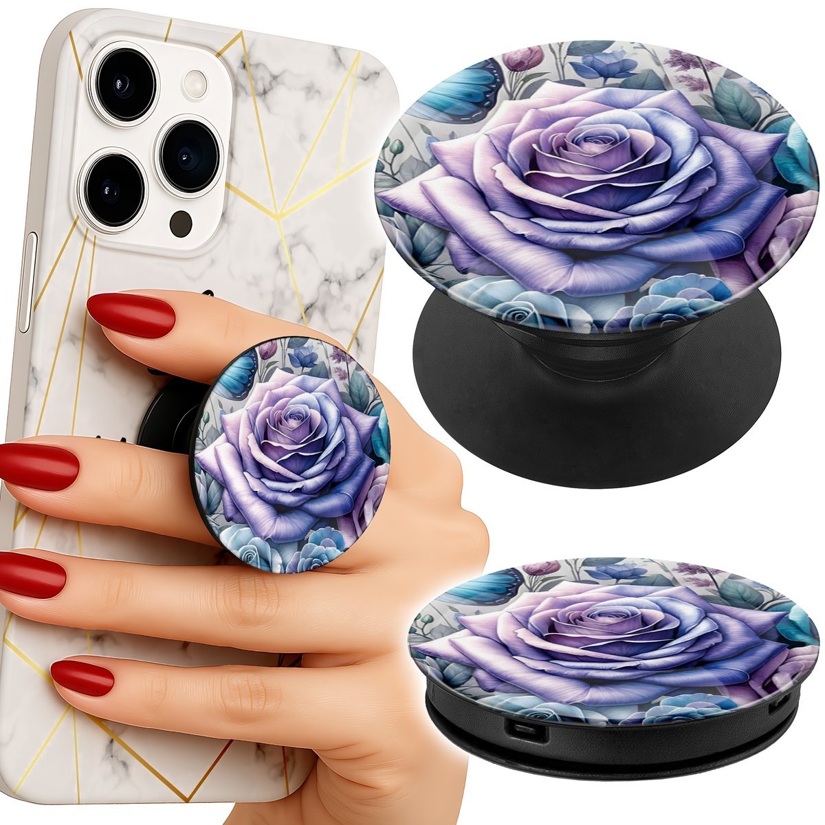 Uchwyt do telefonu Popsocket na palce/stojak RÓŻA TULIPAN KWIAT ROŚLINA