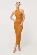 Sukienki - Guess sukienka kolor brązowy maxi dopasowana - miniaturka - grafika 1