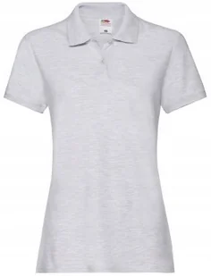 Bawełniana Koszulka Polo FRUIT OF THE LOOM PREMIUM Damska 63030 SZARY S - Koszulki i topy damskie - miniaturka - grafika 1