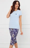 Piżamy damskie - Piżama damska z krótkim rękawem i 3/4 spodniami niebieska Pulia, Kolor niebieski-wzór, Rozmiar S, Italian Fashion - Primodo.com - miniaturka - grafika 1