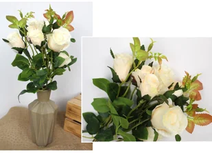 Bukiet Eleganckich Białych Róż 40 Cm Z 7 Kwiatami I 3 Pąkami - Sztuczne kwiaty - miniaturka - grafika 1