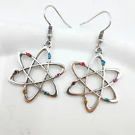 Kolczyki - TEMU Srebrne, ażurowe kolczyki w kształcie atomu, unikalnie zaprojektowane dla kobiet, modne dodatki do niszowych rynków - miniaturka - grafika 1