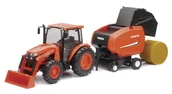 Samochody i pojazdy dla dzieci - Zabawkowy zestaw traktor Kubota M5-111 z prasą NewRay 1:18 - miniaturka - grafika 1
