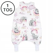 Śpiworki dla dzieci - OCIEPLANY ŚPIWOREK Z NOGAWKAMI 56-68 XS 1 TOG BAWEŁNA 100% PRODUKT POLSKI - miniaturka - grafika 1