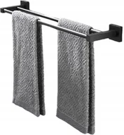 Wieszaki łazienkowe - WIESZAK ŚCIENNY NA RĘCZNIKI ŁAZIENKOWY CZARNY 60CM - miniaturka - grafika 1