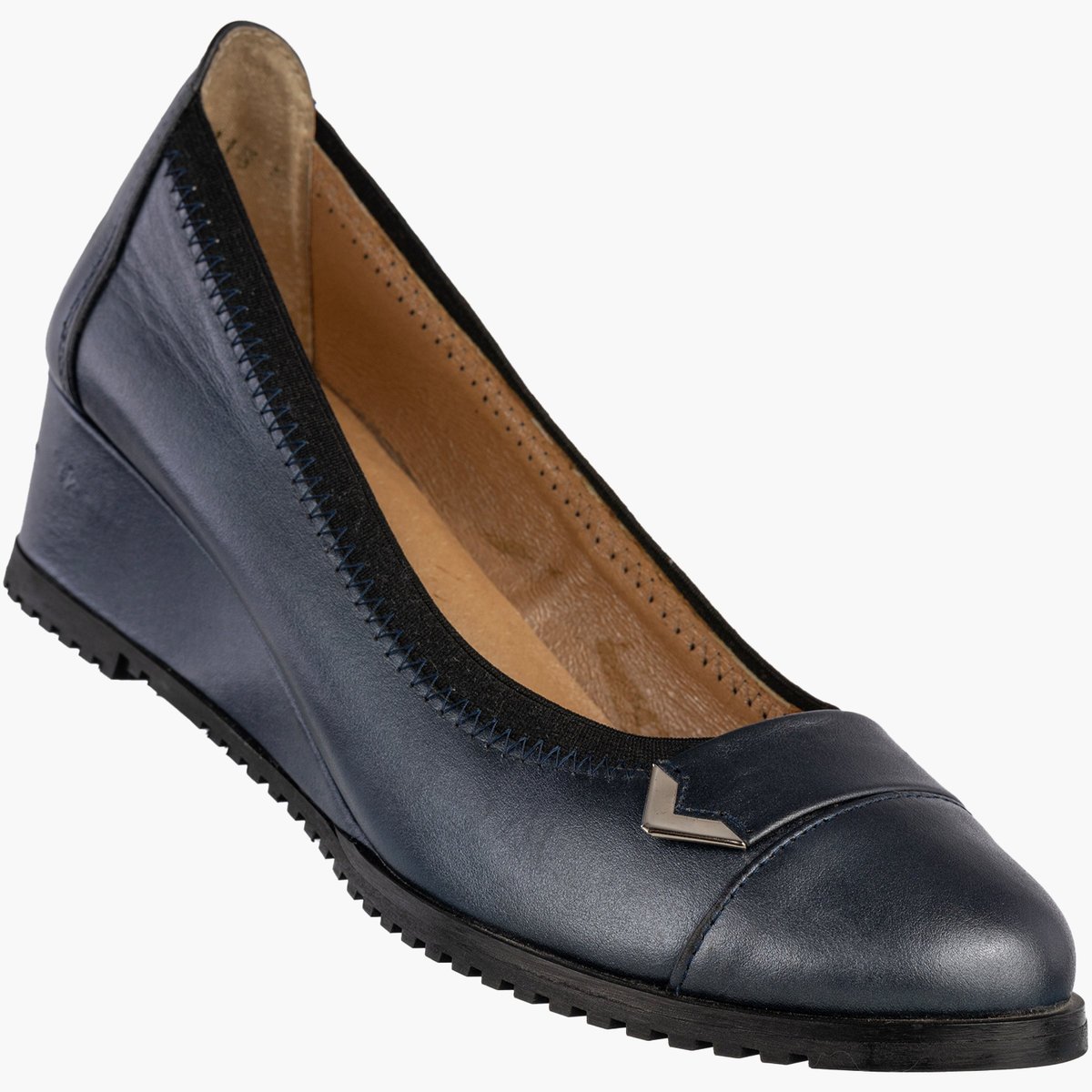 Czółenka Damskie Skórzane Buty Na Koturnie Eleganckie Darex Granatowe 36 Granatowy