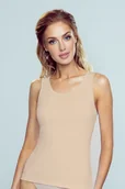 Koszulki i topy damskie - Koszulka damska klasyczna bez rękawów Clarissa Eldar beżowa  M - miniaturka - grafika 1